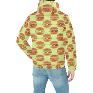 Hamburger Pattern Print Design 02 Men's Padded Hooded Jacket(ModelH42)