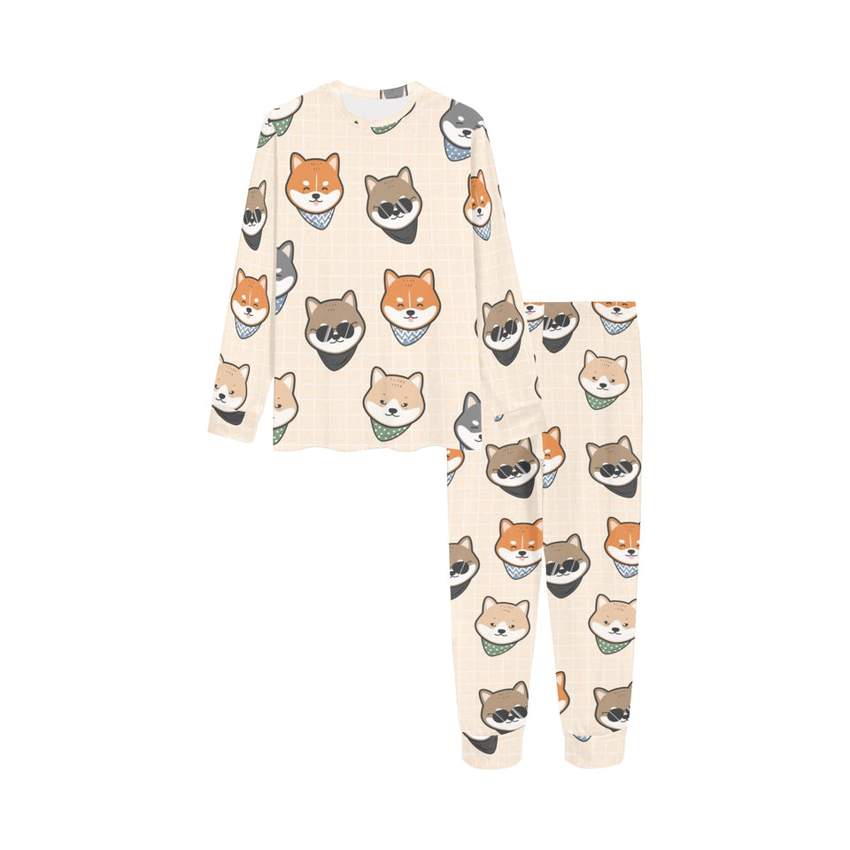 Shiba Inu Head Pattern Kids' Boys' Girls' All Over Print Pajama Set