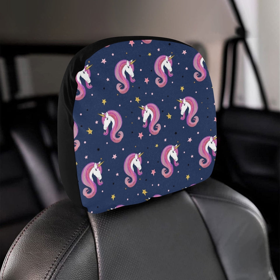 Unicorn Head Pattern Car Headrest Cover