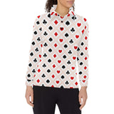 Casino Cards Suits Pattern Print Design 04 Women's Long Sleeve Polo Shirt