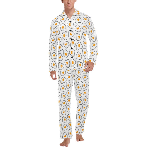 Fried Eggs Pattern Print Design 05 Men's Long Pajama Set