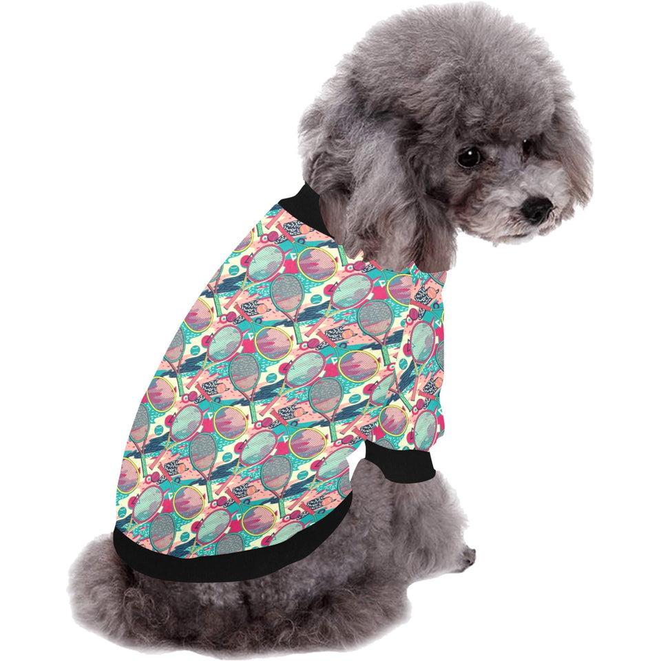 Tennis Pattern Print Design 01 All Over Print Pet Dog Round Neck Fuzzy Shirt