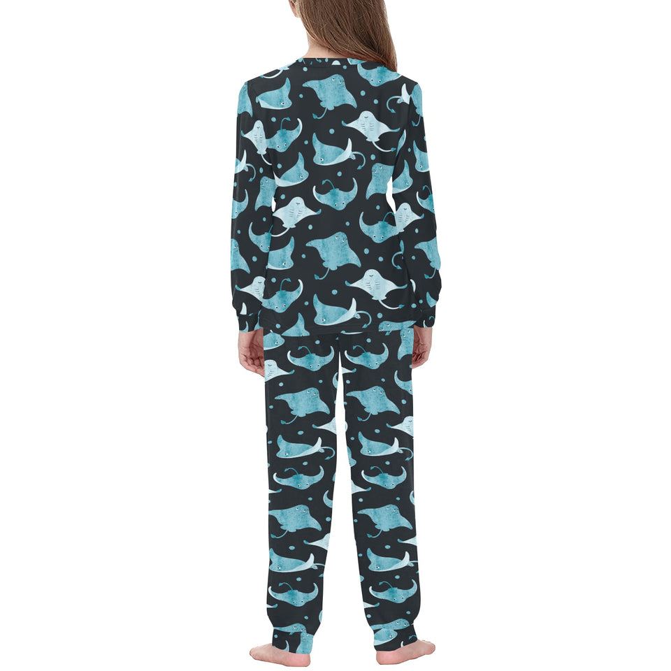 Stingray Pattern Print Design 04 Kids' Boys' Girls' All Over Print Pajama Set