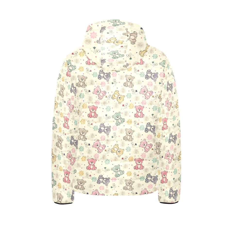 Teddy Bear Pattern Print Design 05 Kids' Boys' Girls' Padded Hooded Jacket