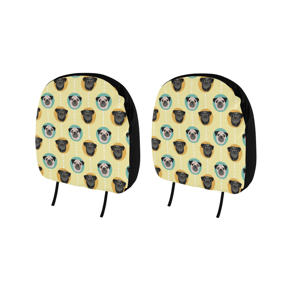 Pug Head Pattern Car Headrest Cover