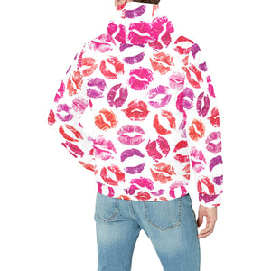 Lips Pattern Print Design 04 Men's Padded Hooded Jacket(ModelH42)