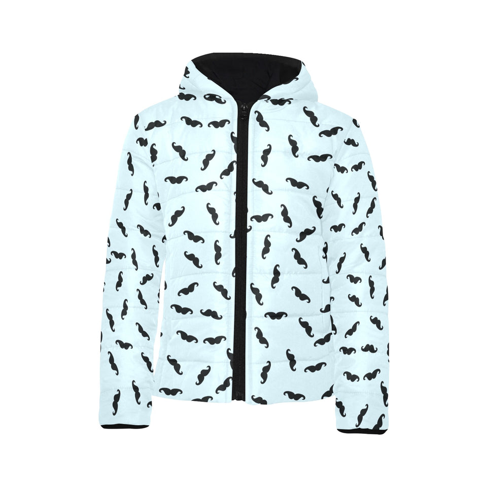 Mustache Beard Pattern Print Design 03 Kids' Boys' Girls' Padded Hooded Jacket