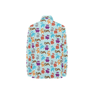 Teddy Bear Pattern Print Design 03 Women's Long Sleeve Polo Shirt