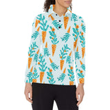 Carrot Pattern Print Design 03 Women's Long Sleeve Polo Shirt