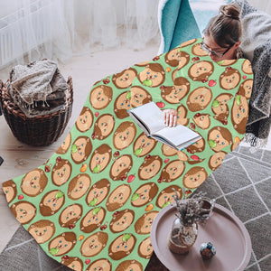 Hedgehog Pattern Print Design 01 Blanket Robe with Sleeves