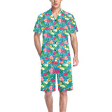 Pelican Pattern Print Design 03 Men's V-Neck Short Pajama Set