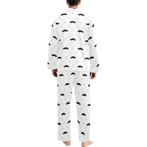 Mustache Beard Pattern Print Design 04 Men's Long Pajama Set