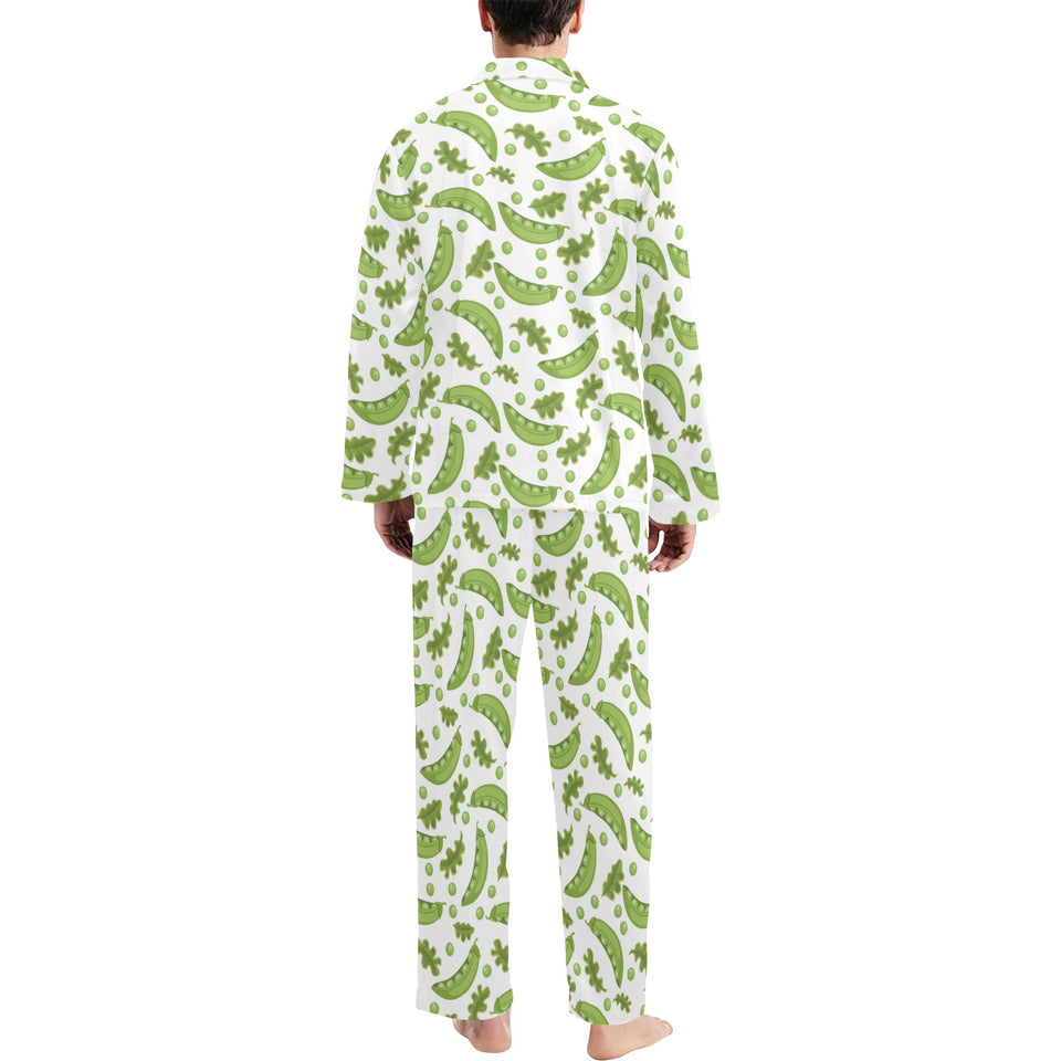 Green Peas Pattern Print Design 02 Men's Long Pajama Set