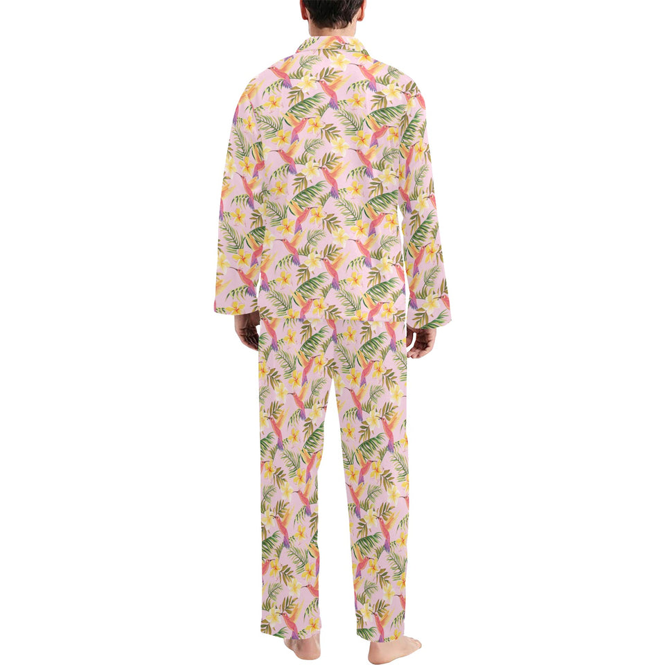 Hummingbird Pattern Print Design 03 Men's Long Pajama Set