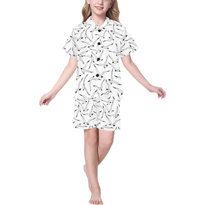 Seagull Pattern Print Design 04 Kids' Boys' Girls' V-Neck Short Pajama Set