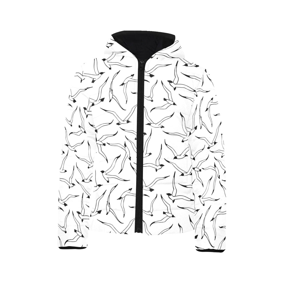 Seagull Pattern Print Design 04 Kids' Boys' Girls' Padded Hooded Jacket