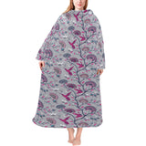 Hummingbird Pattern Print Design 04 Blanket Robe with Sleeves