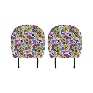 Colorful Suger Skull Pattern Car Headrest Cover