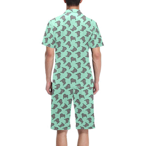 Piano Pattern Print Design 04 Men's V-Neck Short Pajama Set