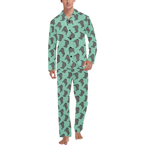 Piano Pattern Print Design 04 Men's Long Pajama Set