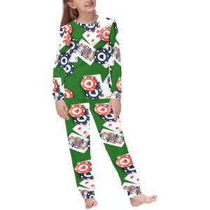 Casino Cards Suits Pattern Print Design 03 Kids' Boys' Girls' All Over Print Pajama Set