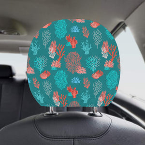 Coral Reef Pattern Print Design 04 Car Headrest Cover