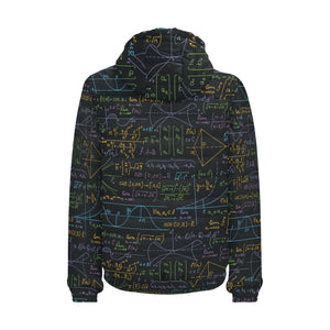 Math Pattern Print Design 01 Men's Padded Hooded Jacket(ModelH42)