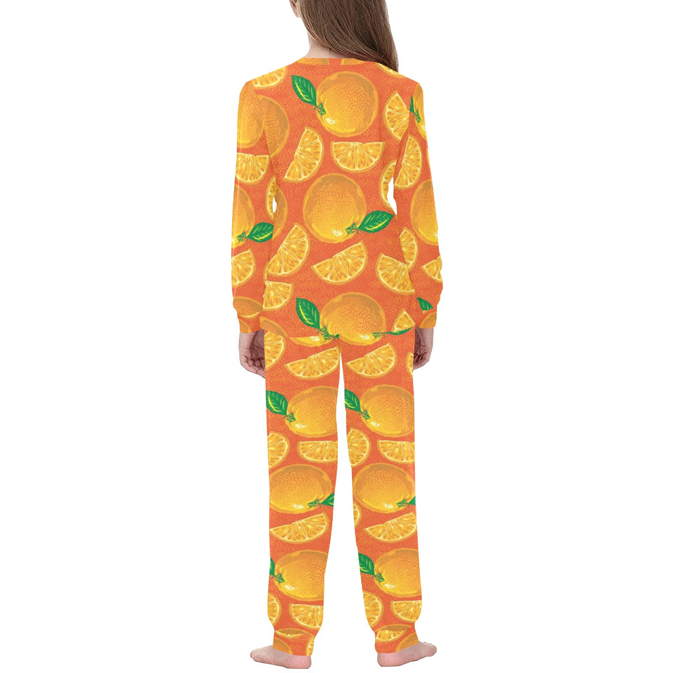 Orange Pattern background Kids' Boys' Girls' All Over Print Pajama Set