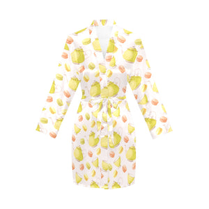 Tea pots Pattern Print Design 03 Women's Long Sleeve Belted Night Robe