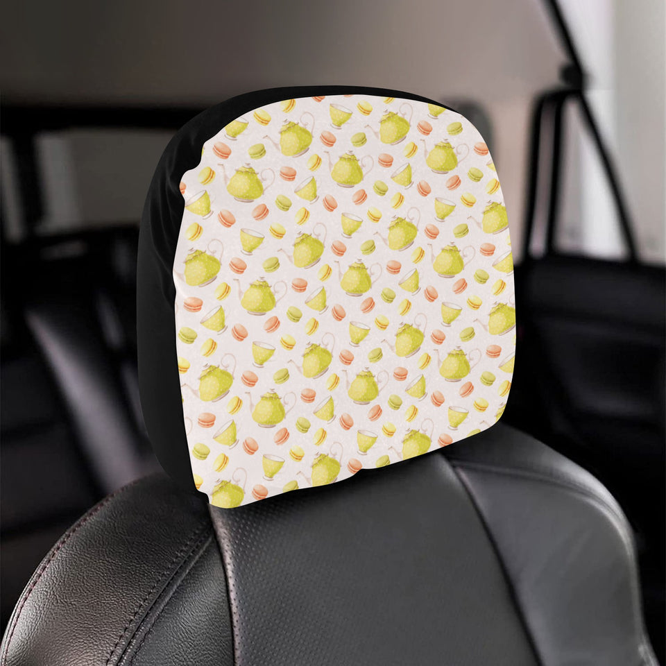 Tea pots Pattern Print Design 03 Car Headrest Cover