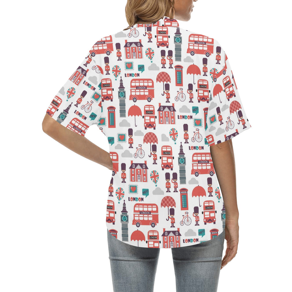 British Pattern Print Design 02 Women's All Over Print Hawaiian Shirt