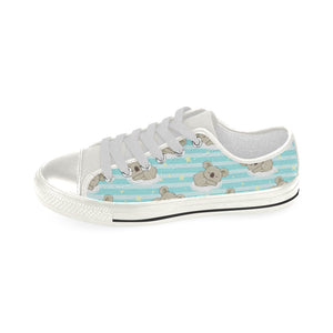 Sleep Koala Pattern Women's Low Top Canvas Shoes White