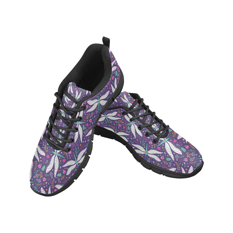 Cute Dragonfly Pattern Men's Sneakers Black