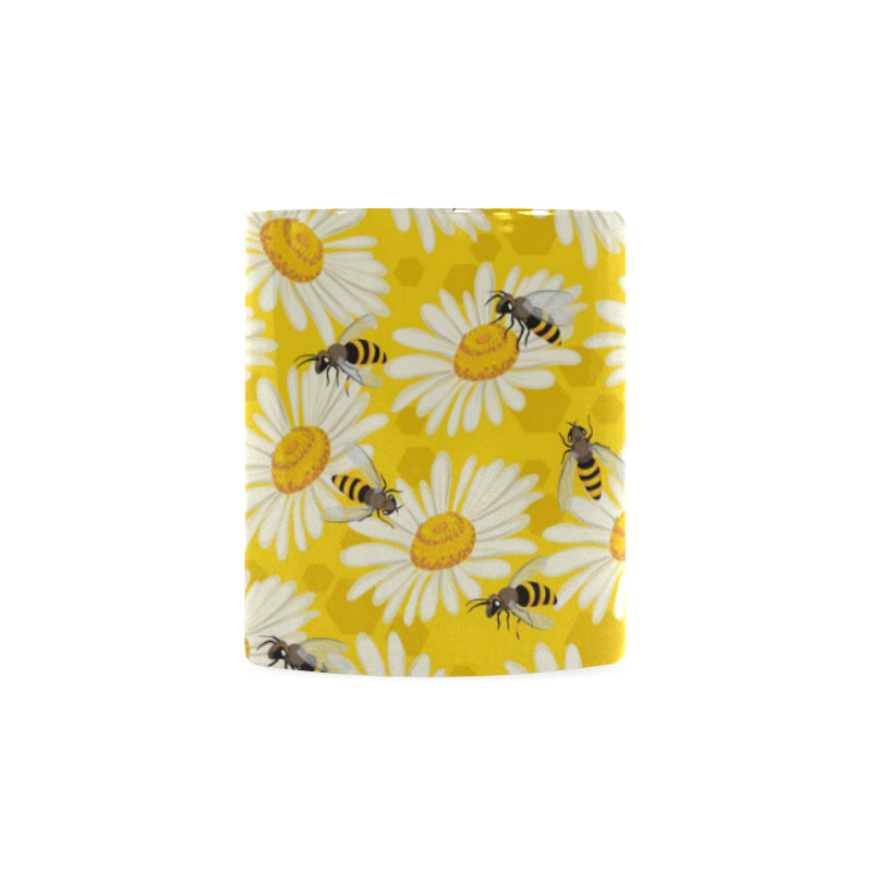 Bee Daisy Pattern Classical White Mug (FulFilled In US)