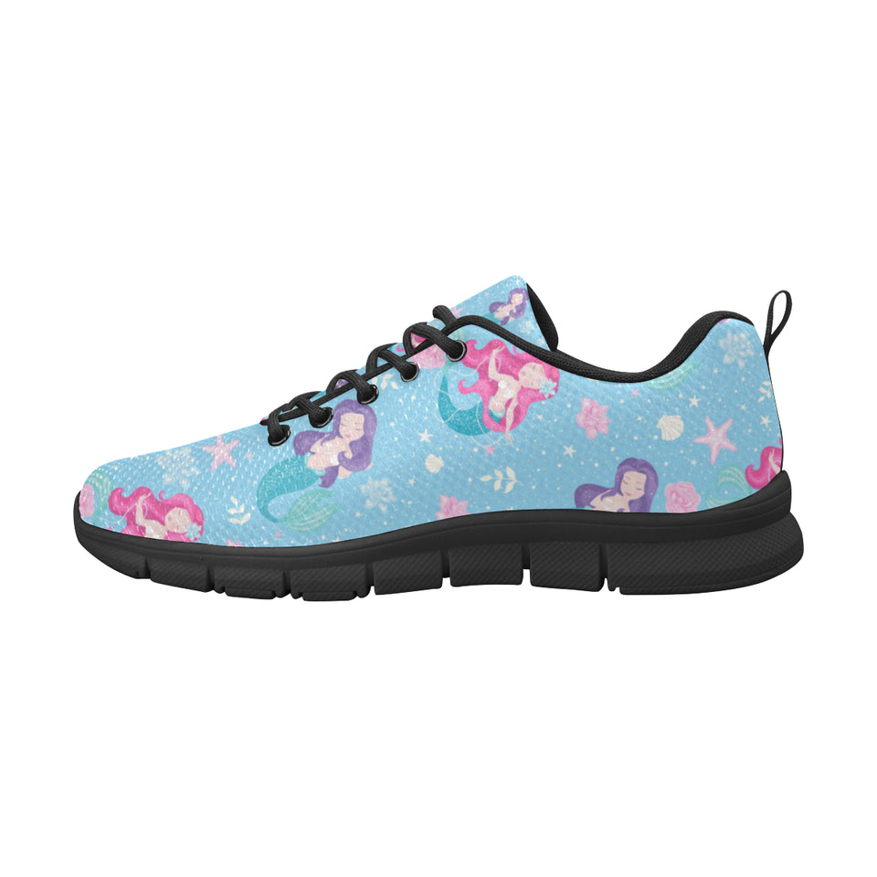 Cute Mermaid Pattern Men's Sneakers Black