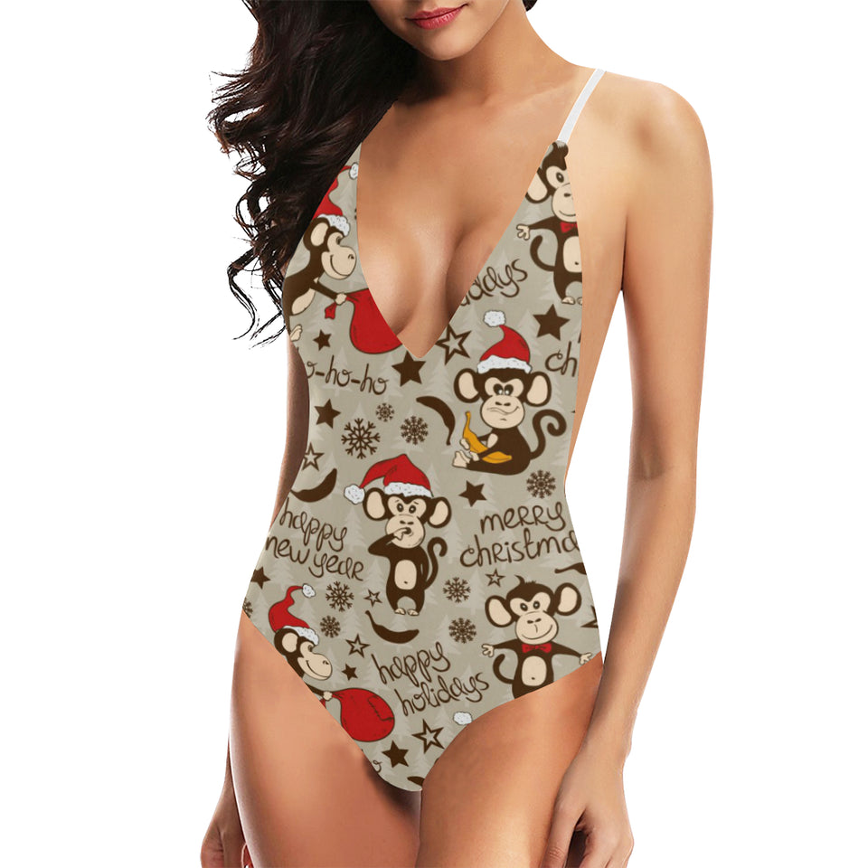 Monkey Christmas Pattern Women's One-Piece Swimsuit