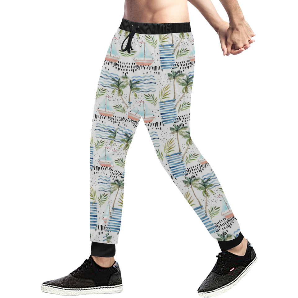 Sailboat Pattern Theme Unisex Casual Sweatpants