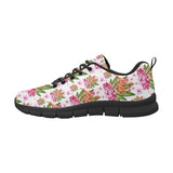 Flamingo Pink Hibiscus Pattern Men's Sneakers Black