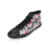 Zebra Red Hibiscus Pattern Men's High Top Canvas Shoes Black