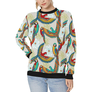 Parrot Flower Pattern Women's Crew Neck Sweatshirt