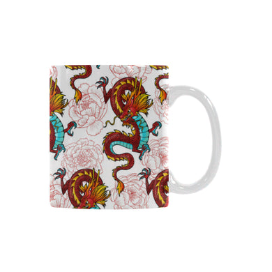 Red Dragon Hibiscus Pattern Classical White Mug (FulFilled In US)