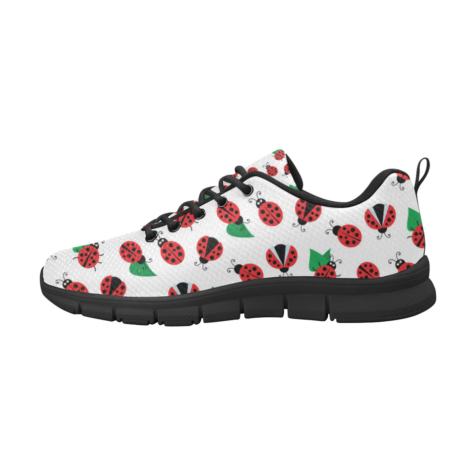 Ladybug Pattern Print Design 01 Women's Sneakers Black