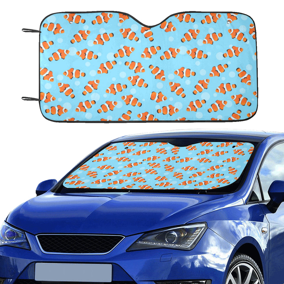 Clown Fish Pattern Print Design 05 Car Sun Shade