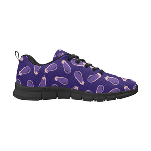 Eggplant Pattern Print Design 02 Women's Sneakers Black