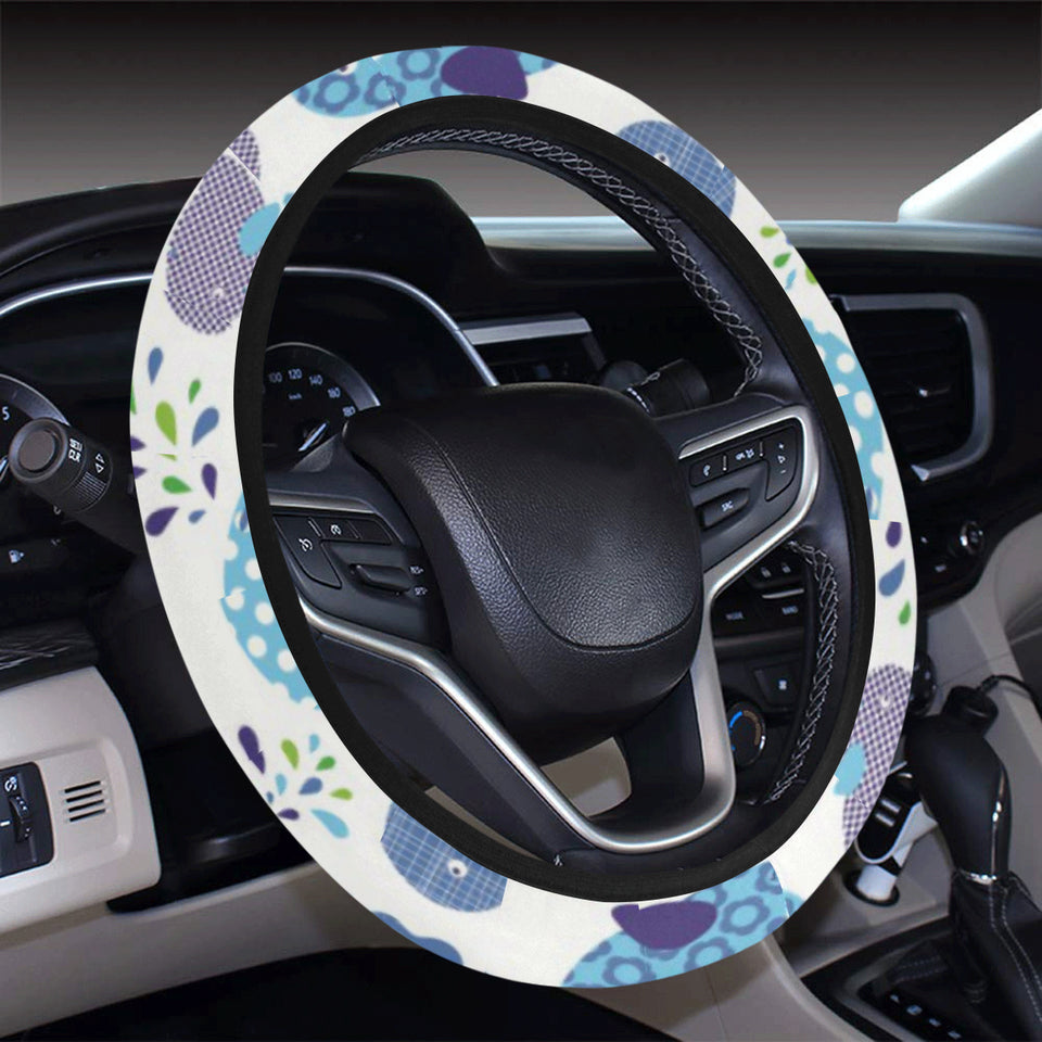 Whale Stripe Dot Pattern Car Steering Wheel Cover