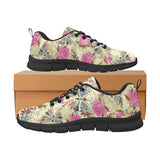 Butterfly Pink Rose Pattern Men's Sneakers Black