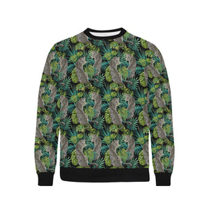 Leopard Leaves Pattern Men's Crew Neck Sweatshirt