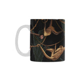 Monkey Pattern Black Background Classical White Mug (FulFilled In US)