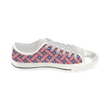 USA Star Stripe Pattern Women's Low Top Canvas Shoes White