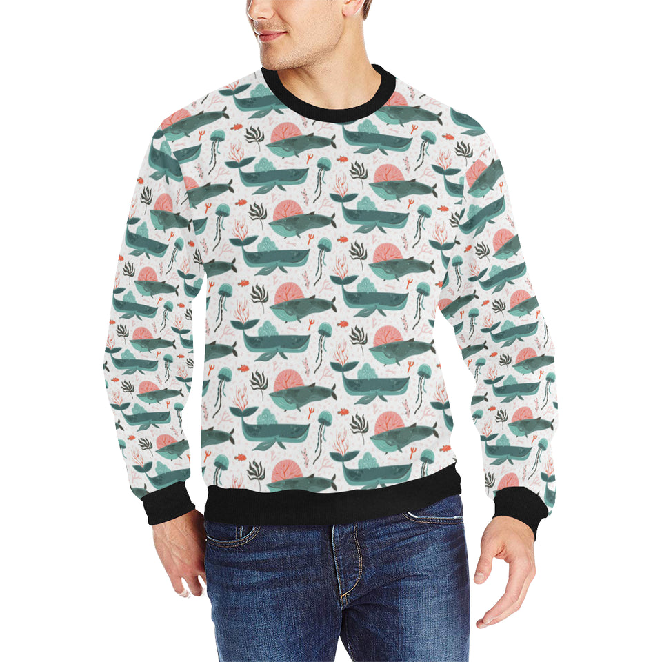 Whale Jelly Fish Pattern Men's Crew Neck Sweatshirt